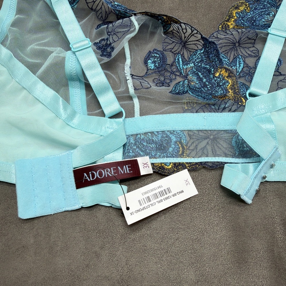 Adore Me Emilie Lotus Pond Blue Unlined Bralette Size 3X - Picture 4 of 4